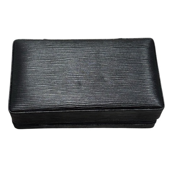 Wolf Designs Black Leather Jewelry Case Epi Leather
